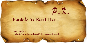 Puskás Kamilla névjegykártya
